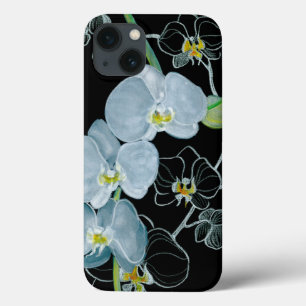 Watercolor White Orchids Pattern iPhone 13 Case