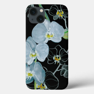 Watercolor White Orchids Pattern iPhone 13 Case