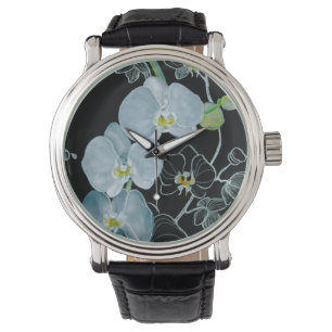Watercolor White Orchids Pattern Watch
