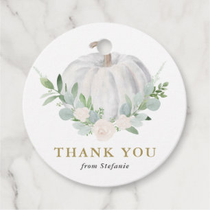 Watercolor White Pumpkin Fall Thank You Favour Tags