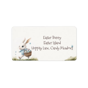 Watercolor White Rabbit Easter Label
