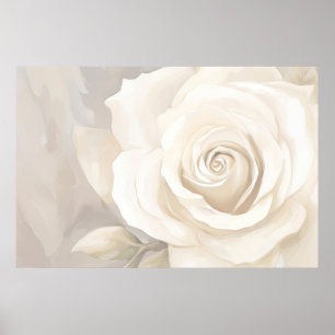 Watercolor white rose abstract flower. poster