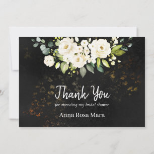 *~* Watercolor White Rose Bridal Shower Rustic Thank You Card