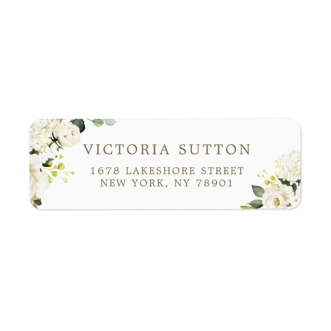 Watercolor White Roses and Hydrangeas Bouquet (Front)