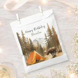 Watercolor White Rustic Woodland Camping Birthday Favour Bags