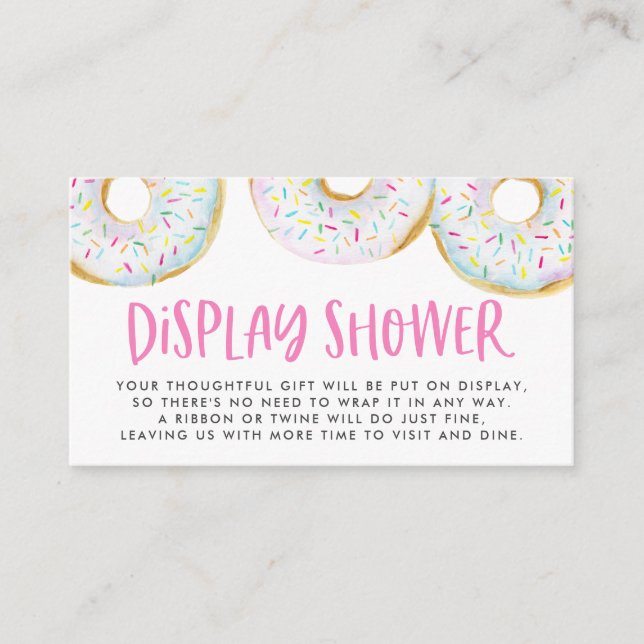 Watercolor White Sprinkle Doughnuts Display Shower Enclosure Card (Front)