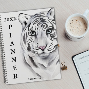 Watercolor White Tiger Custom Planner