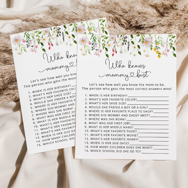 Watercolor Who knows mommy best baby shower game (Creator Uploaded)