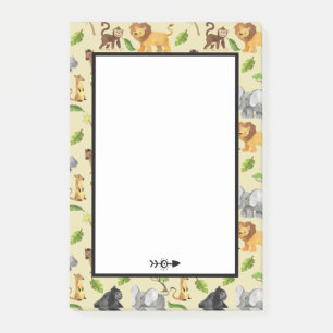 Watercolor Wild Animal Safari Jungle Pattern Post-it Notes
