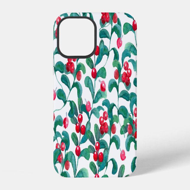 Watercolor wild berries, seamless pattern. iPhone case (Back)