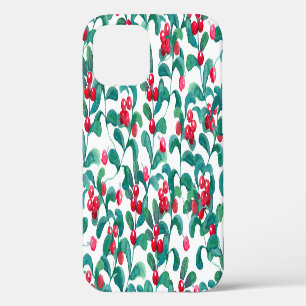 Watercolor wild berries, seamless pattern. iPhone 12 case