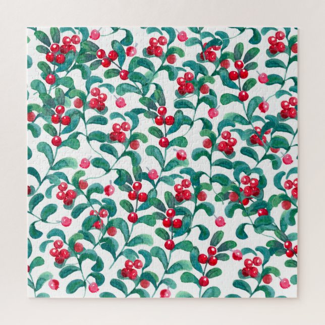 Watercolor wild berries, seamless pattern. jigsaw puzzle (Vertical)