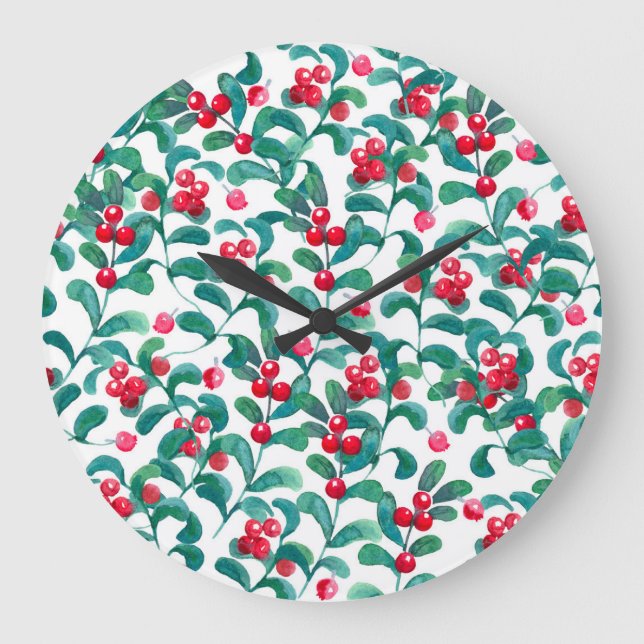 Watercolor wild berries, seamless pattern. large clock (Front)