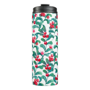 Watercolor wild berries, seamless pattern. thermal tumbler