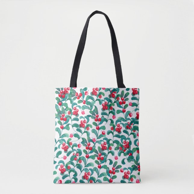 Watercolor wild berries, seamless pattern. tote bag (Front)