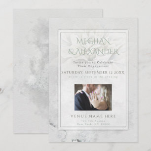 Watercolor Wild Dahlia Engagement Photo Frame Invitation