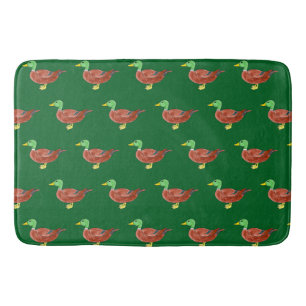 watercolor wild duck drawing bath mat