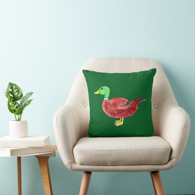 watercolor wild duck drawing cushion (Chair)