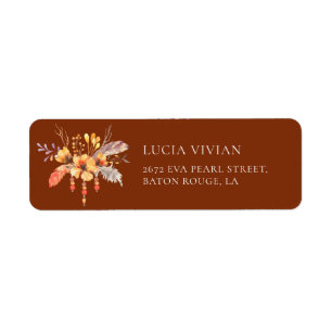 Watercolor Wild Floral Burnt Orange Return Address