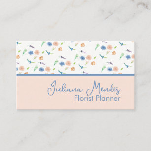 Watercolor Wild Florals Botanical Cream Peach Business Card
