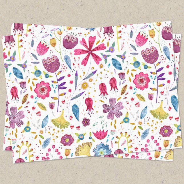 Watercolor Wild Flower Botanical Painting Tissue Paper (Creator Uploaded)