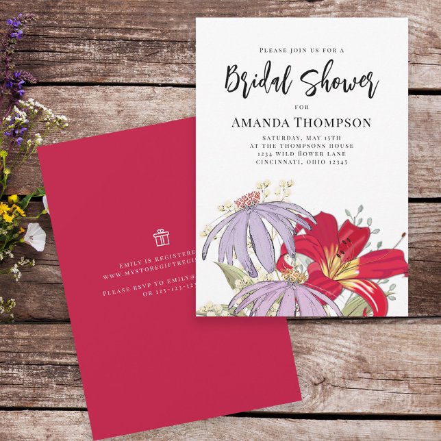 Watercolor Wild Flower Bouquet Bridal Shower  Invitation (Creator Uploaded)