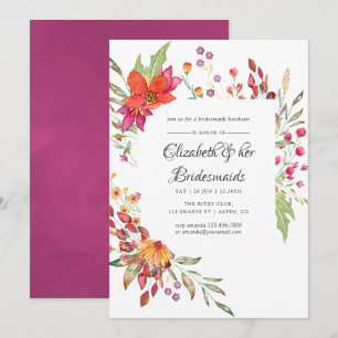 Watercolor Wild Flower Bridesmaids Luncheon Invitation