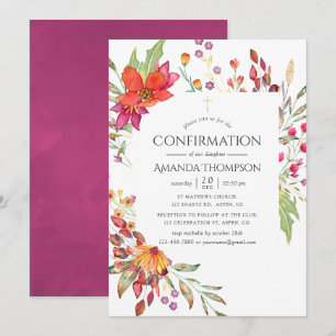 Watercolor Wild Flower Confirmation Invitation