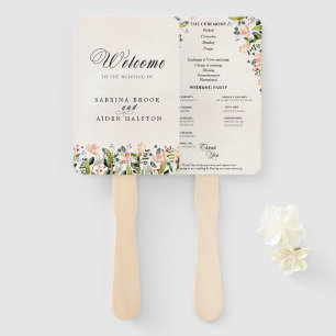 Watercolor Wild Flower Wedding Ceremony Program Hand Fan