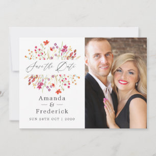 Watercolor Wild Flower Wedding Save The Date