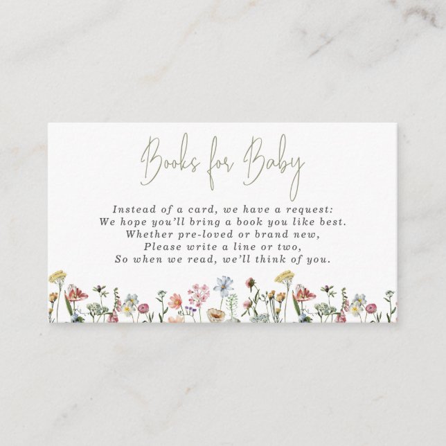 Watercolor Wild Flowers Books for Baby Enclosure Card (Front)