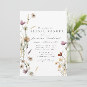 Watercolor Wild Flowers Bridal Shower Invitation