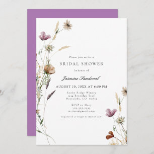 Watercolor Wild Flowers Bridal Shower Invitation