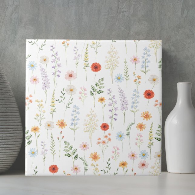 Watercolor Wild Flowers Floral Botanical Pattern Tile (Creator Uploaded)
