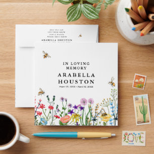 Watercolor Wild Flowers Memorial Seed Packet Envelope