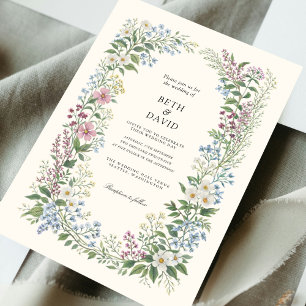 Watercolor Wild Flowers Wedding Invitation