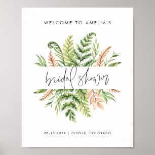 Watercolor Wild Foliage Bridal Shower Welcome Poster