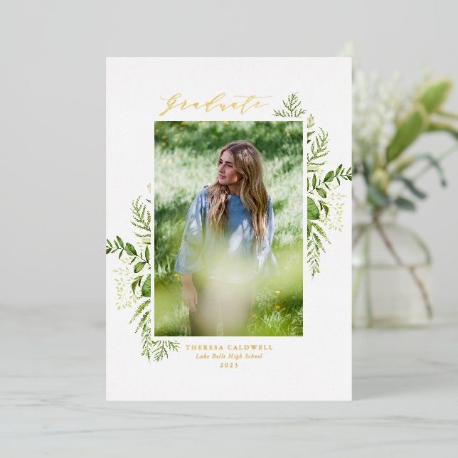 Watercolor Wild Foliage Photo Graduation Party (Standing Front)