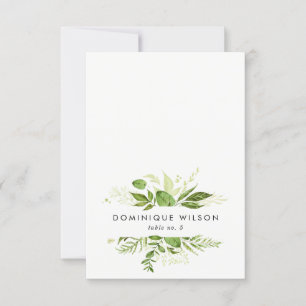 Watercolor Wild Green Foliage Wedding Place Card