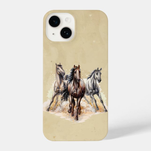 Watercolor Wild Horses Animal Nature Art iPhone Case (Back)