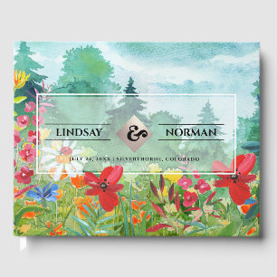 Watercolor Wild Meadow Wildflowers Wedding Guest Book