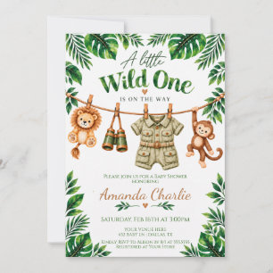 Watercolor Wild One Safari Baby Shower Invitation