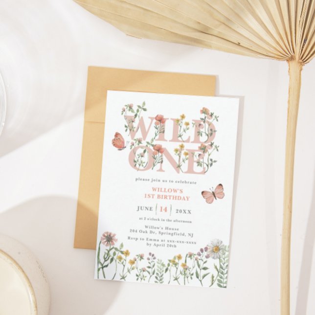 Watercolor Wild One Wildflower 1st Birthday Invitation (Creator Uploaded)