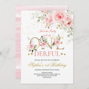 Watercolor Wild One Wildflower 1st Birthday  Invitation