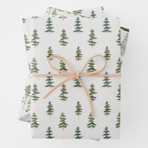 Watercolor Wild Pine Pattern Wrapping Paper Sheet