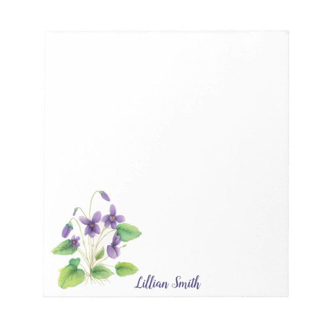 Watercolor Wild Violets Notepad (Front)