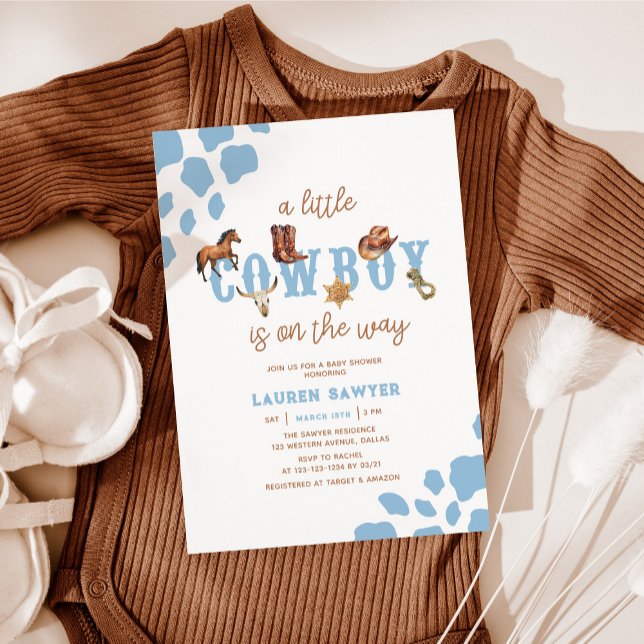 Watercolor Wild West Little Cowboy Baby Boy Shower Invitation (Creator Uploaded)