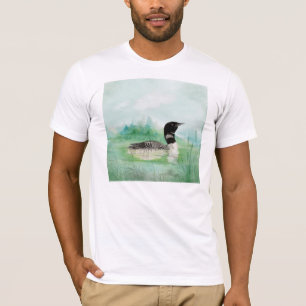 Watercolor Wilderness Bird Common Loon art T-Shirt