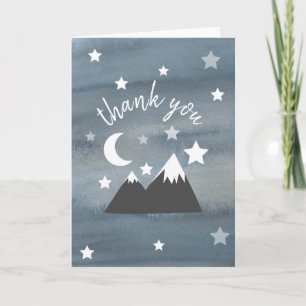 Watercolor Wilderness Stars Mountains Thank You Card