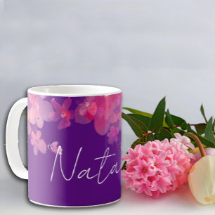 Watercolor wildfloral lavender name  coffee mug